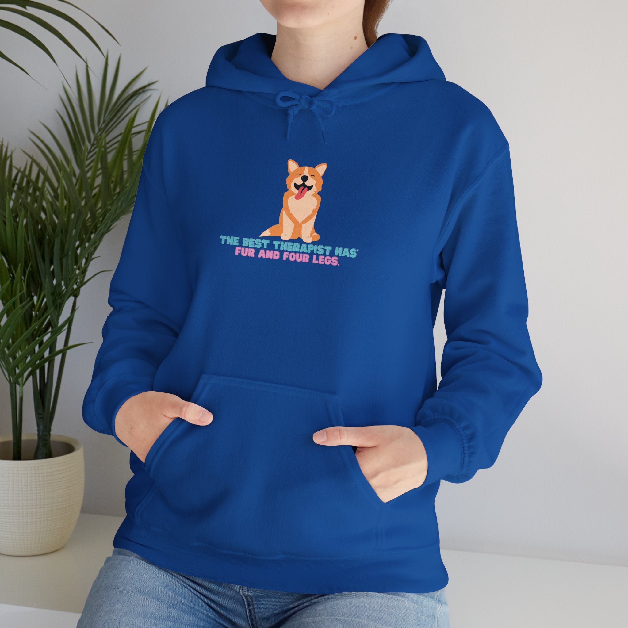 Dog Therapist Hoodie — “The Best Therapist Has Fur and Four Legs” Cute Corgi Sweatshirt