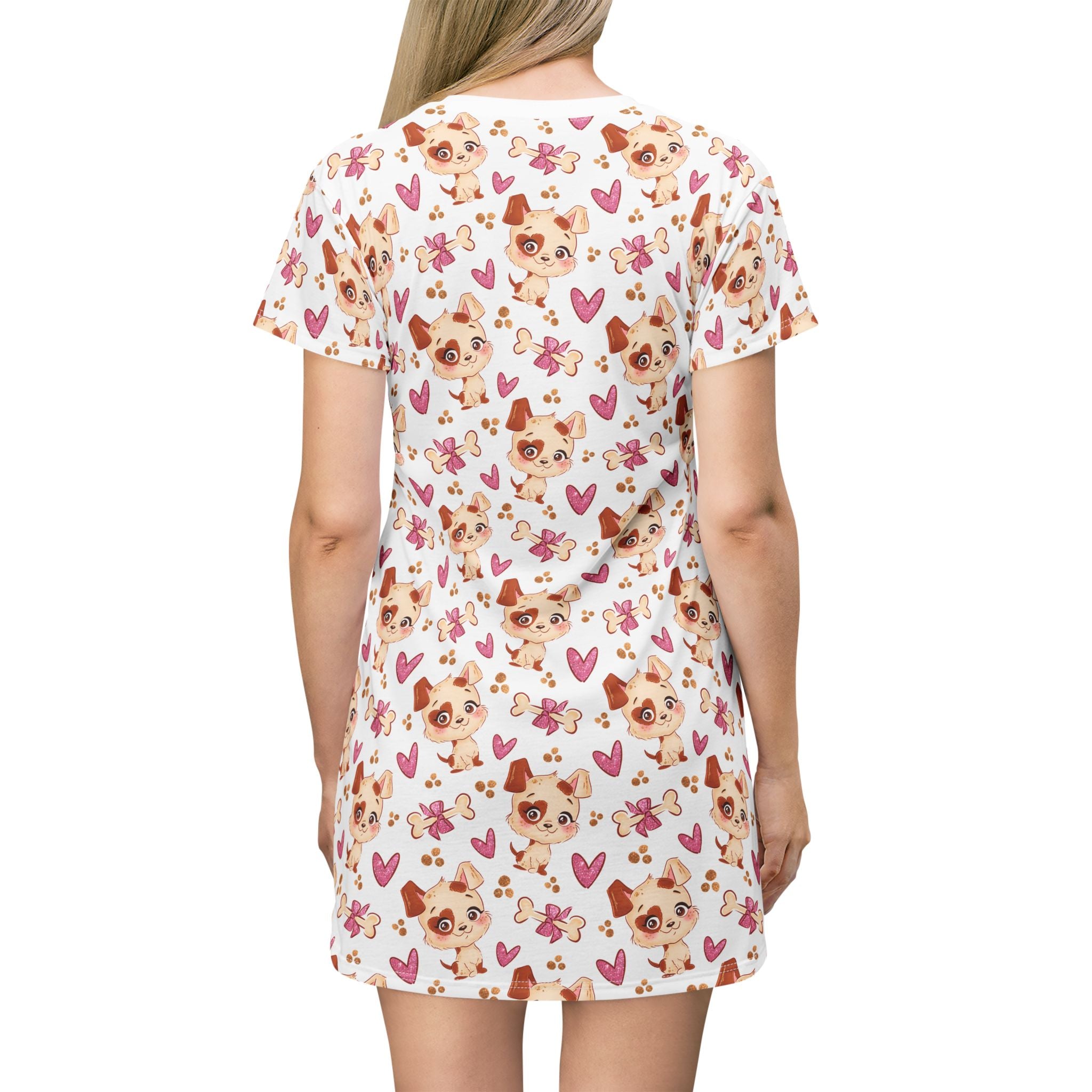 Cute Chihuahua Heart All-Over Print T-Shirt Dress