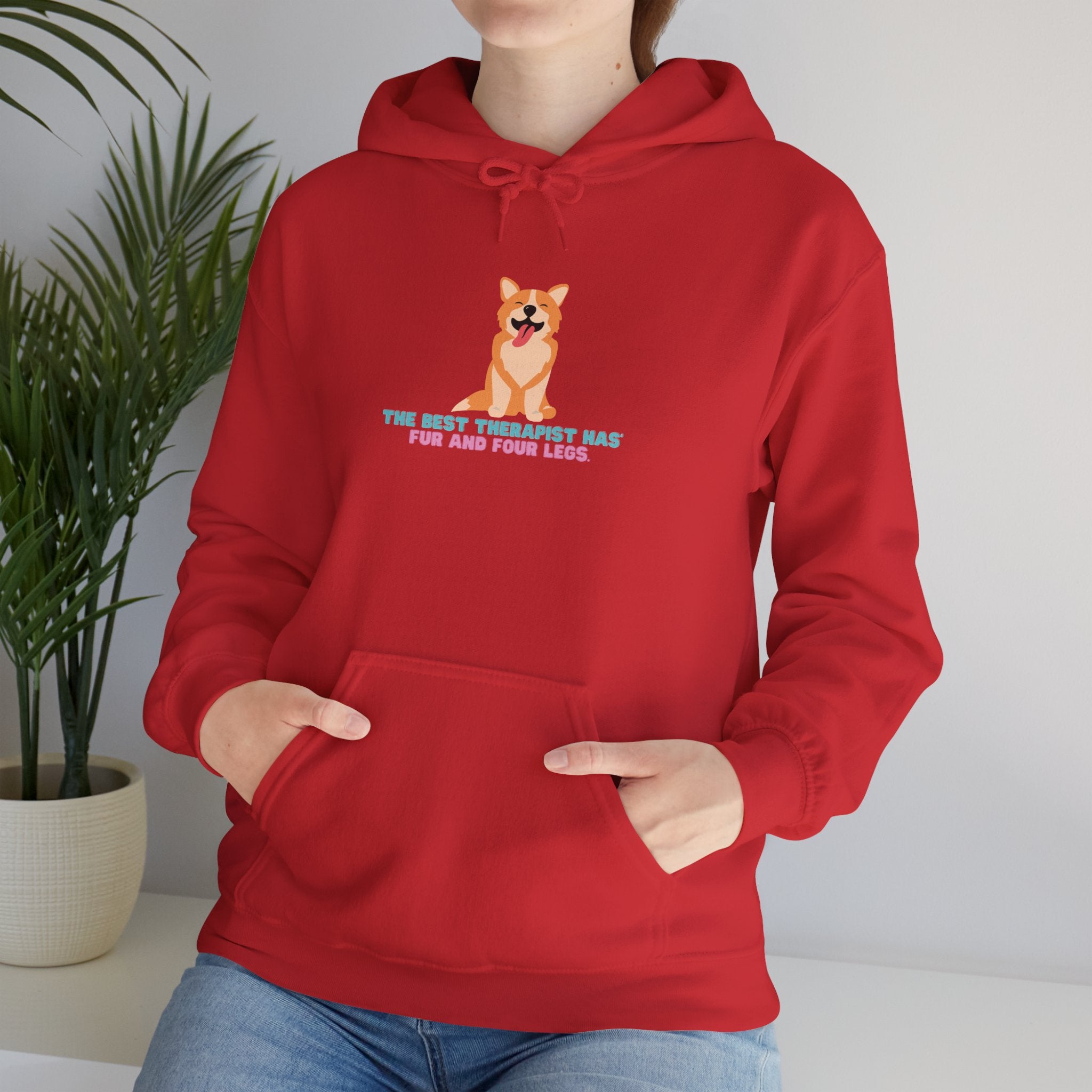 Dog Therapist Hoodie — “The Best Therapist Has Fur and Four Legs” Cute Corgi Sweatshirt