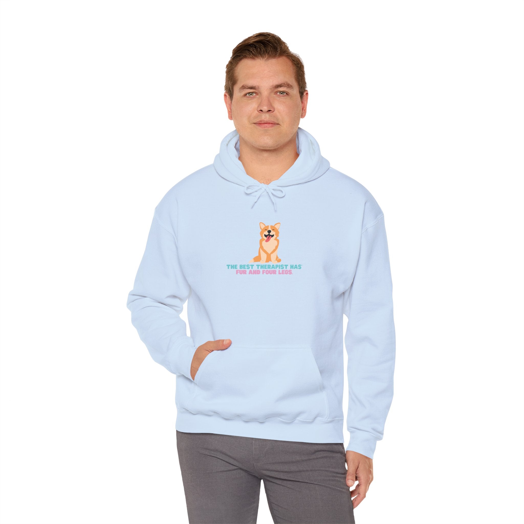 Dog Therapist Hoodie — “The Best Therapist Has Fur and Four Legs” Cute Corgi Sweatshirt