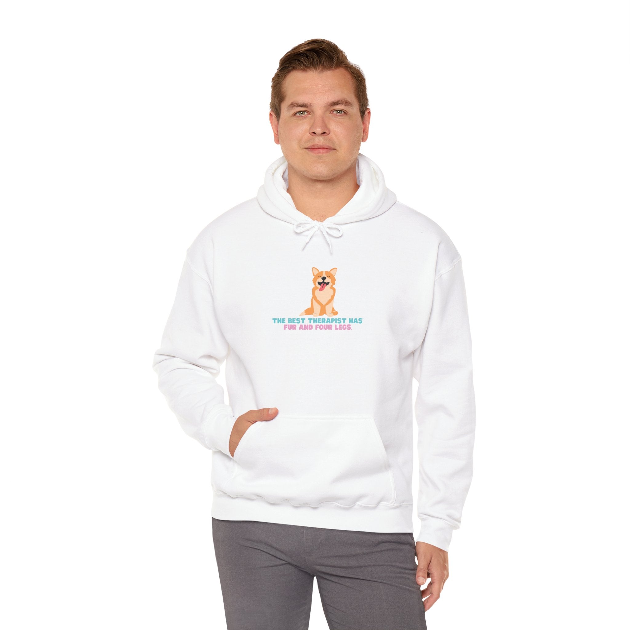 Dog Therapist Hoodie — “The Best Therapist Has Fur and Four Legs” Cute Corgi Sweatshirt