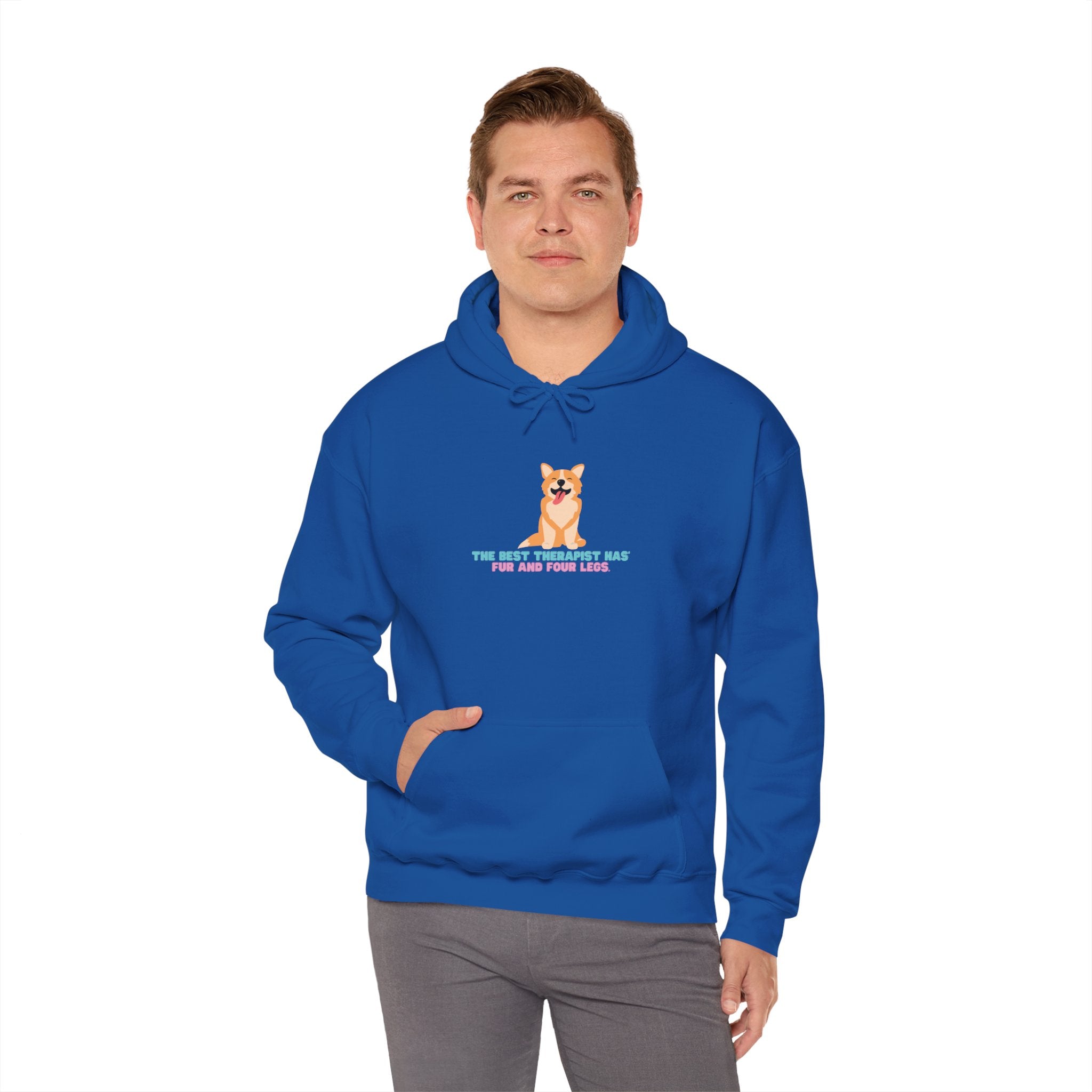 Dog Therapist Hoodie — “The Best Therapist Has Fur and Four Legs” Cute Corgi Sweatshirt