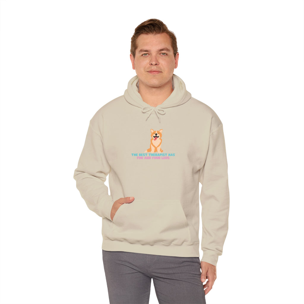 Dog Therapist Hoodie — “The Best Therapist Has Fur and Four Legs” Cute Corgi Sweatshirt