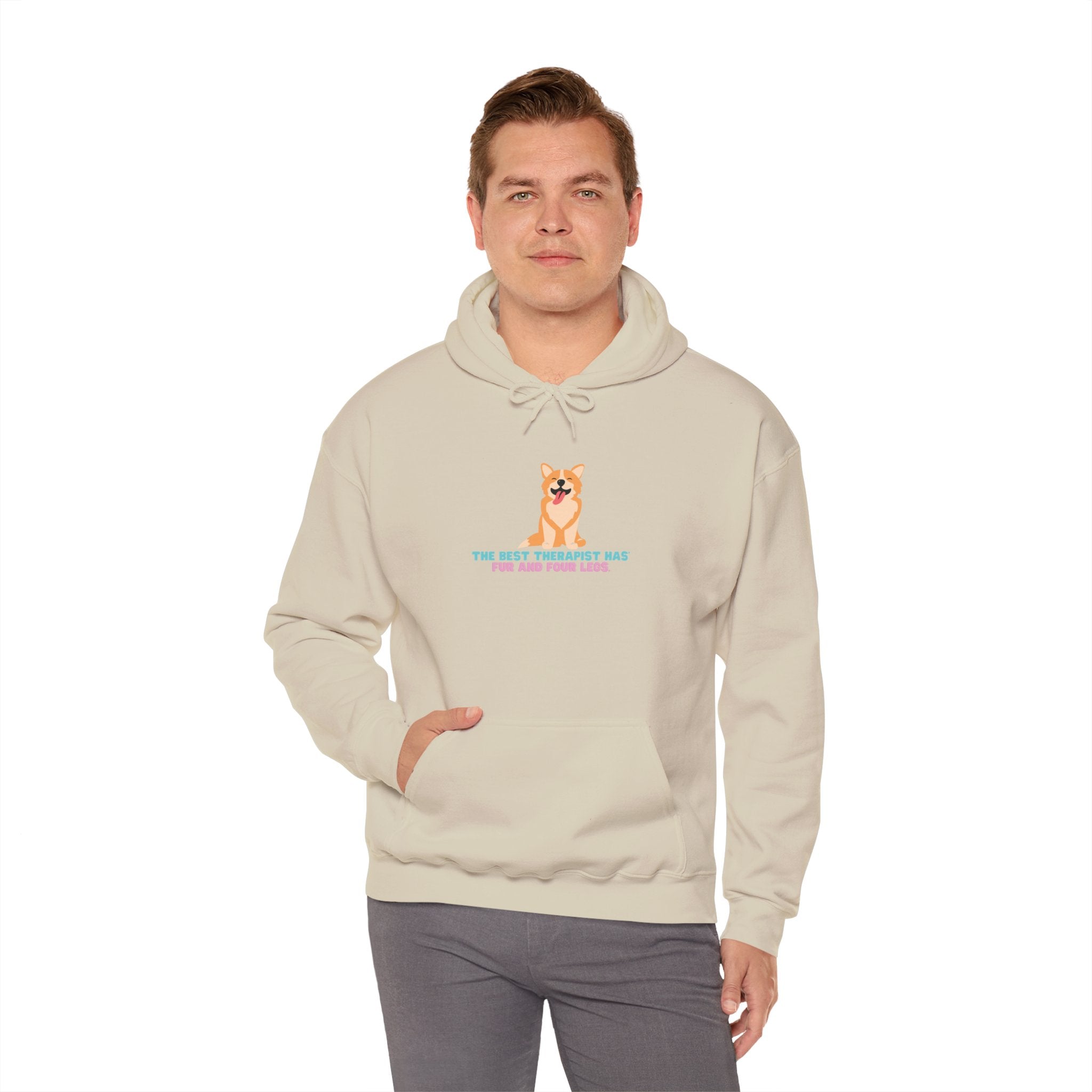 Dog Therapist Hoodie — “The Best Therapist Has Fur and Four Legs” Cute Corgi Sweatshirt