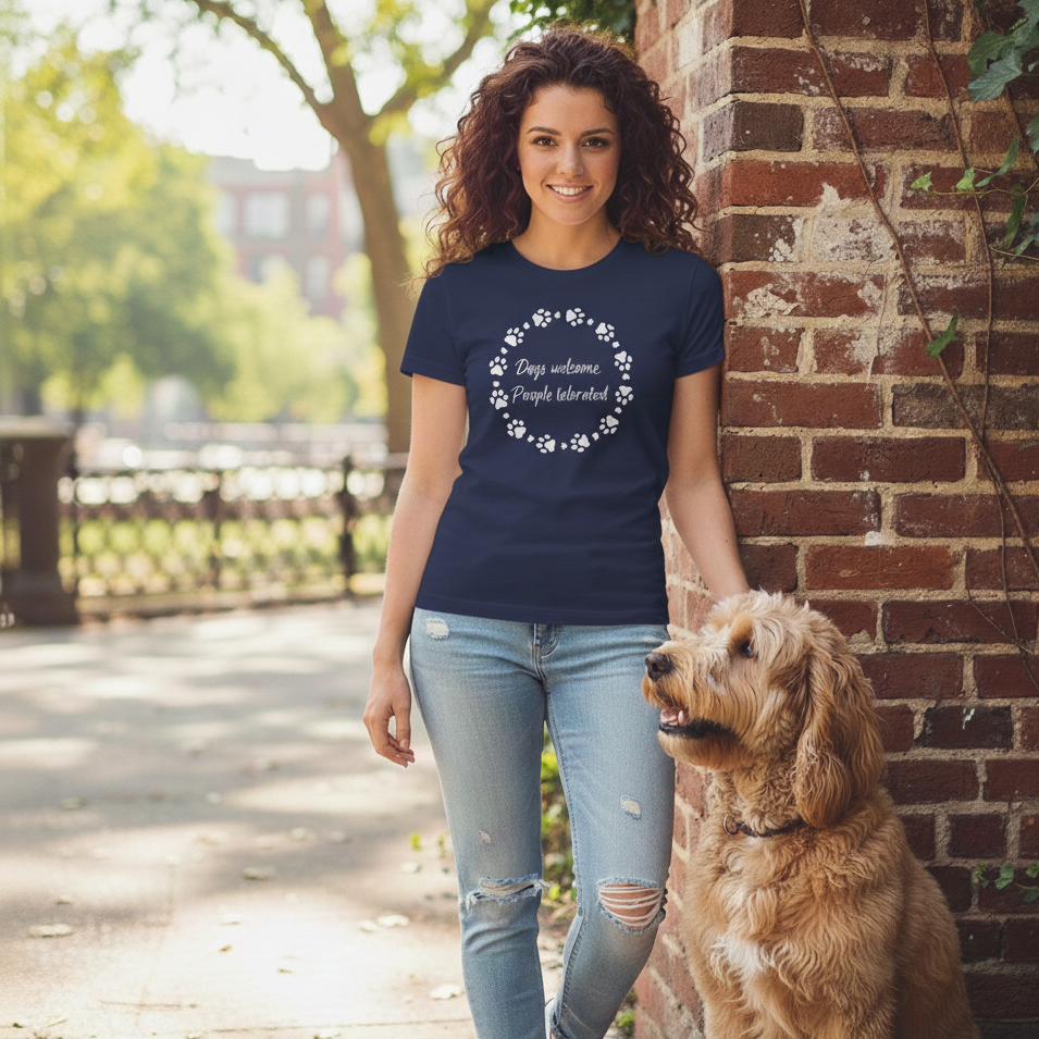 Dogs Welcome, People Tolerated – Women's Favorite Tee (Funny Dog Lover Shirt)