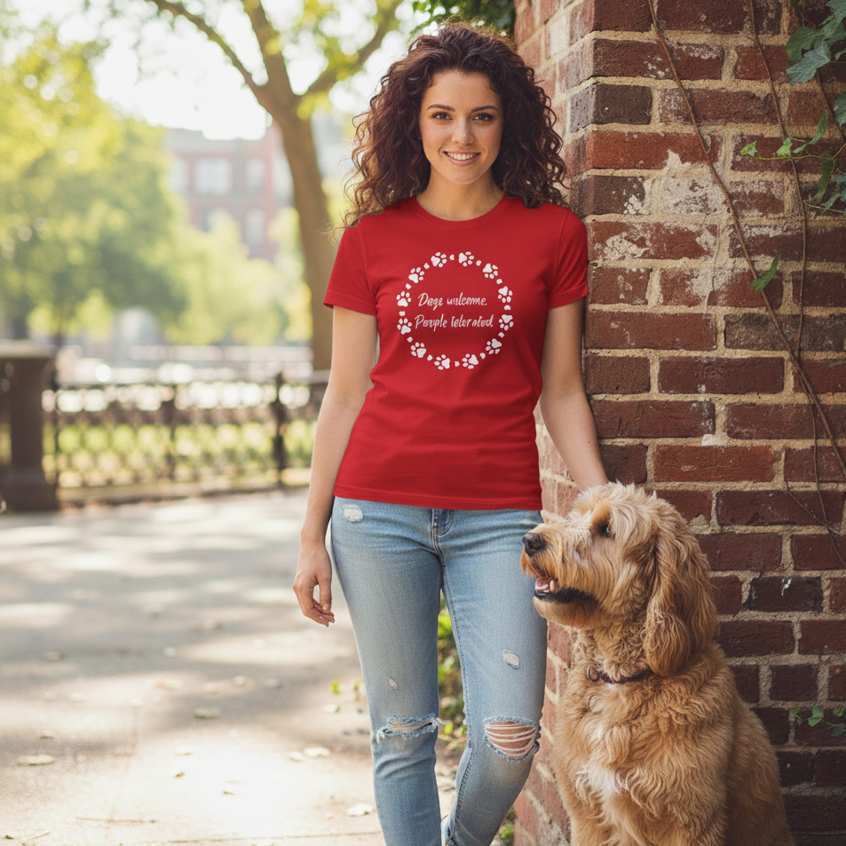 Dogs Welcome, People Tolerated – Women's Favorite Tee (Funny Dog Lover Shirt)