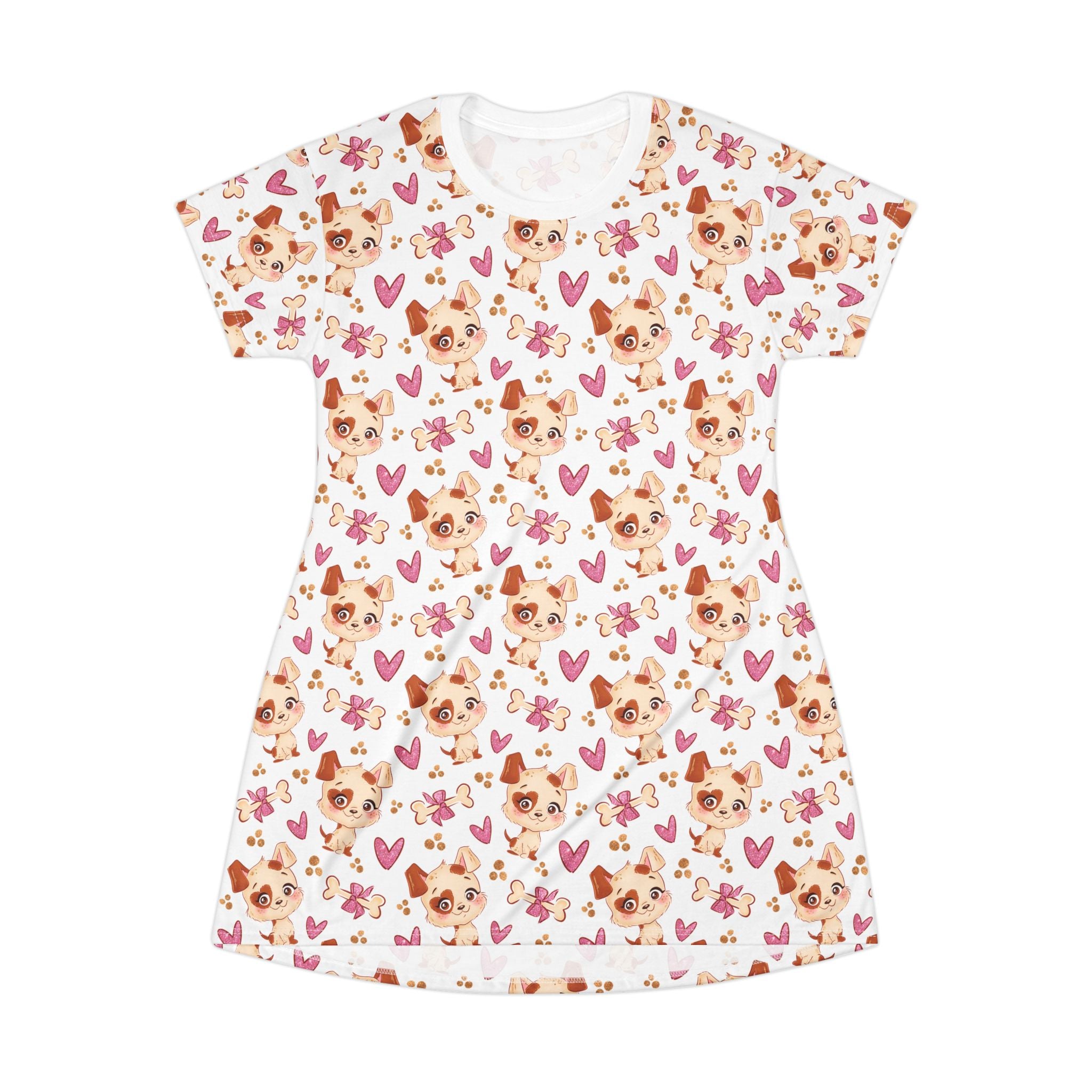 Cute Chihuahua Heart All-Over Print T-Shirt Dress