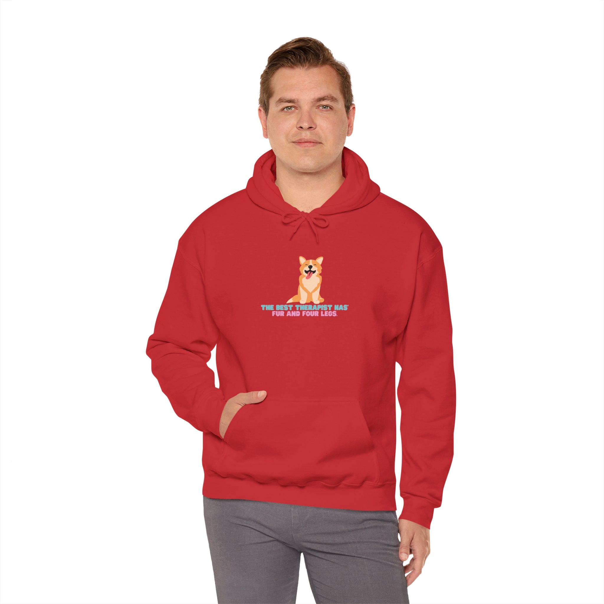 Dog Therapist Hoodie — “The Best Therapist Has Fur and Four Legs” Cute Corgi Sweatshirt