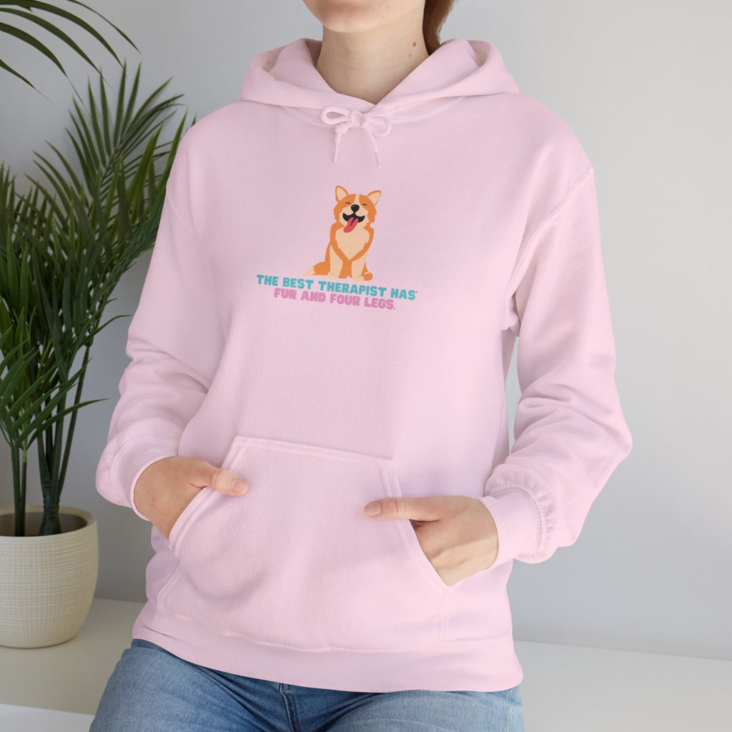 Dog Therapist Hoodie — “The Best Therapist Has Fur and Four Legs” Cute Corgi Sweatshirt