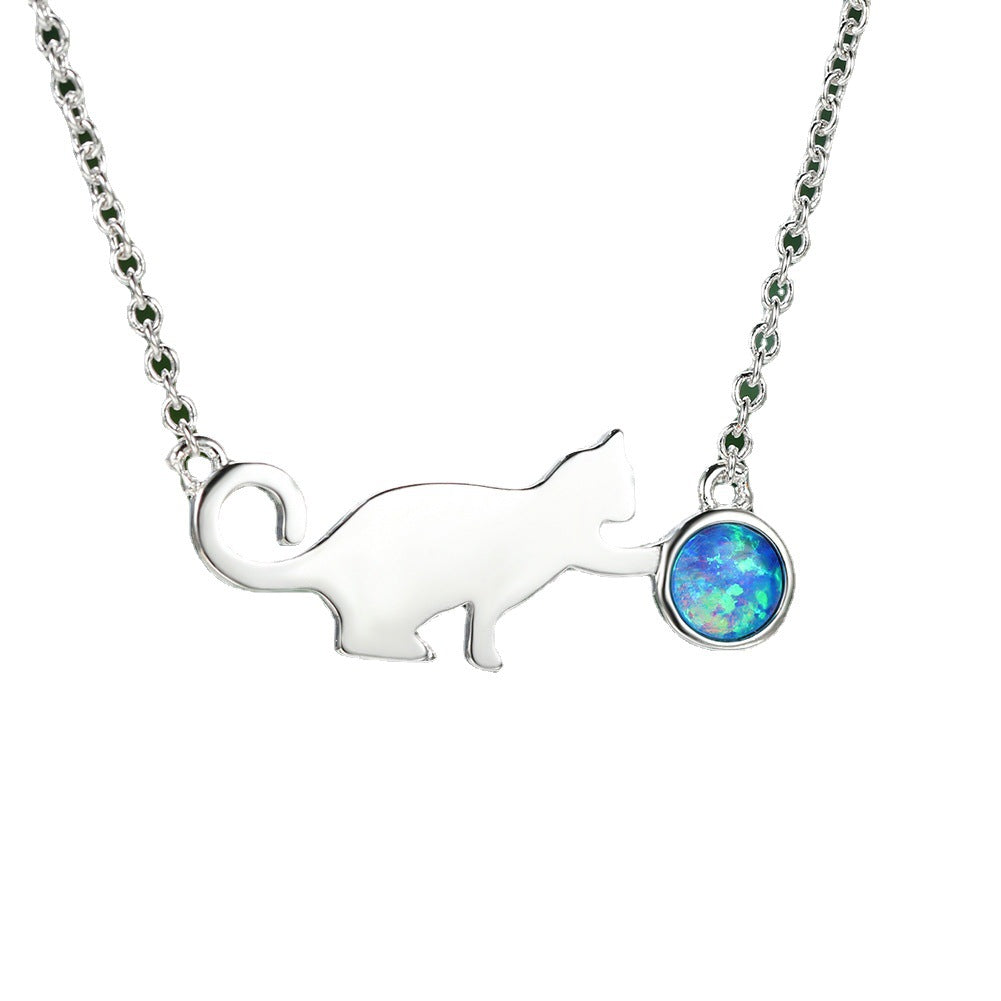 Cat Playing Ball Necklace