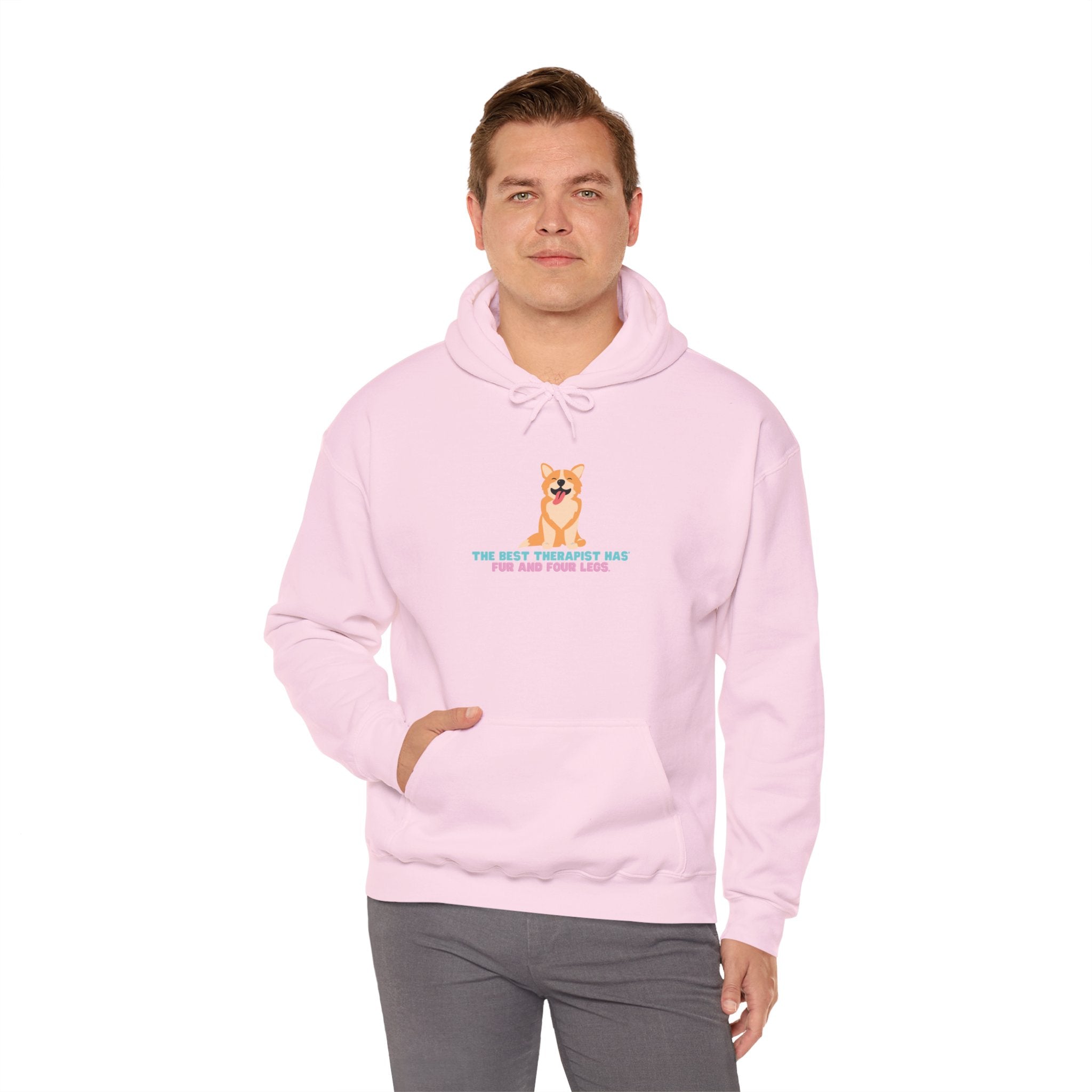 Dog Therapist Hoodie — “The Best Therapist Has Fur and Four Legs” Cute Corgi Sweatshirt
