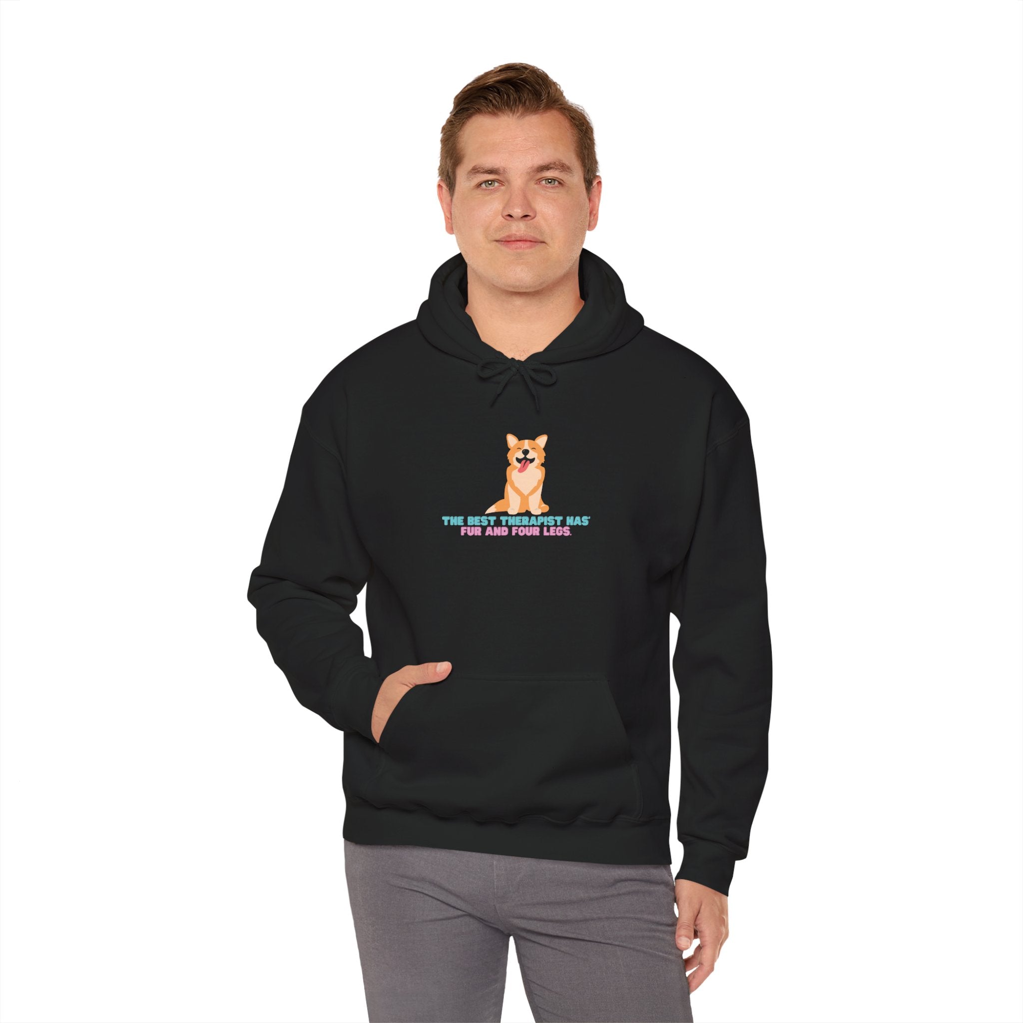 Dog Therapist Hoodie — “The Best Therapist Has Fur and Four Legs” Cute Corgi Sweatshirt