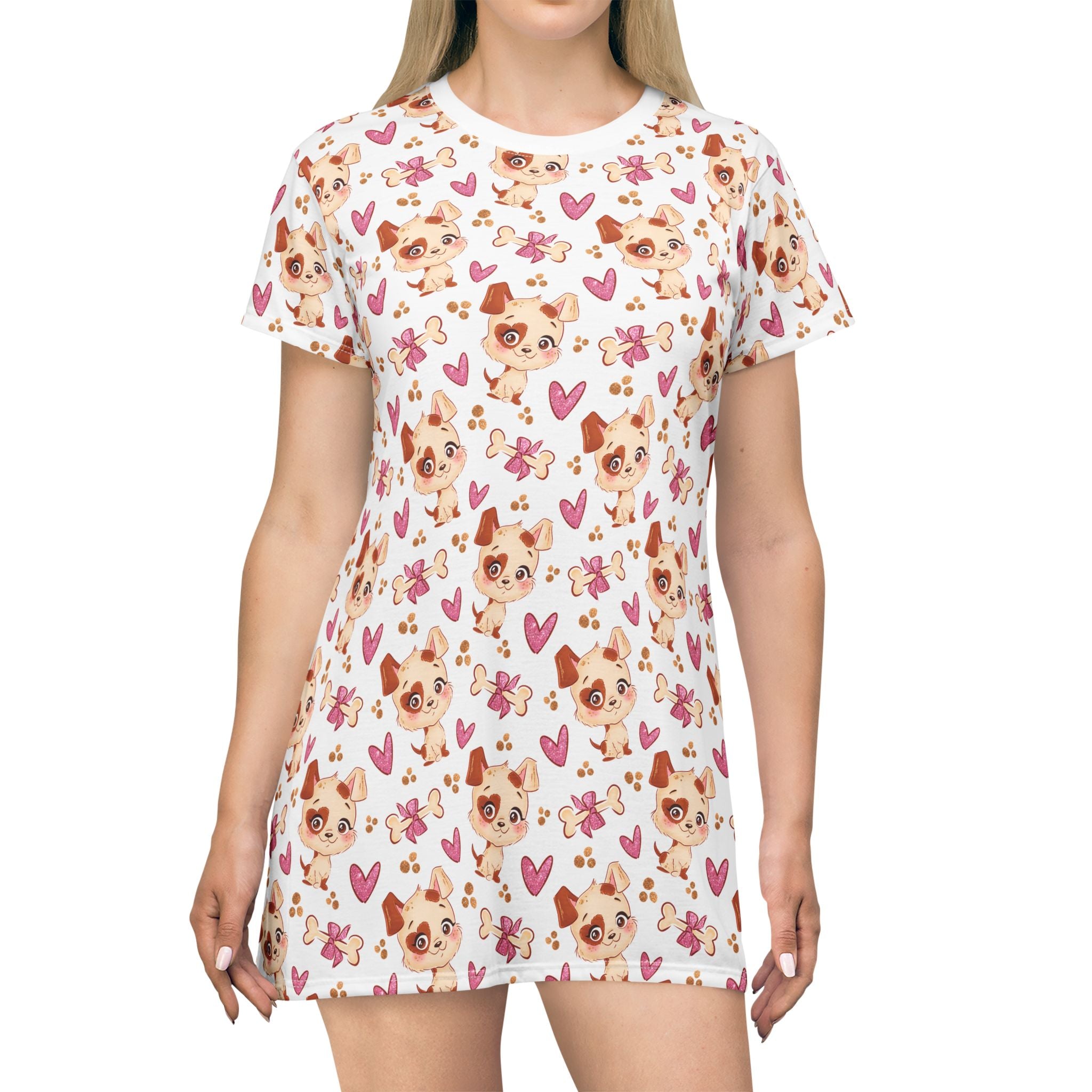 Cute Chihuahua Heart All-Over Print T-Shirt Dress