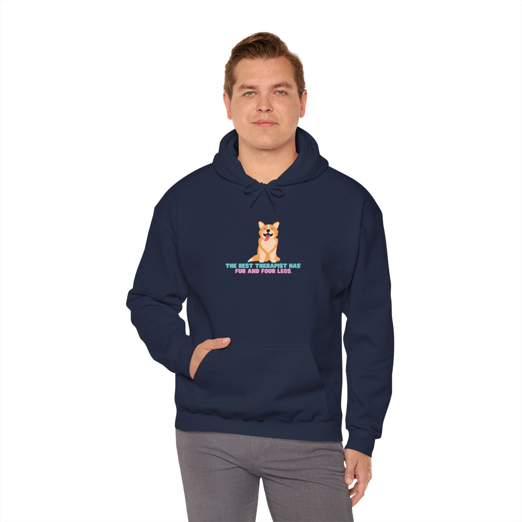 Dog Therapist Hoodie — “The Best Therapist Has Fur and Four Legs” Cute Corgi Sweatshirt