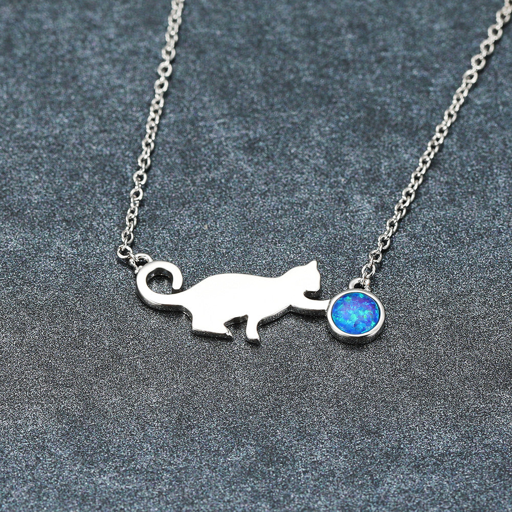 Cat Playing Ball Necklace